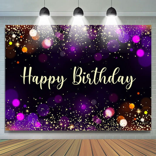 Lofaris Simple Black Bokeh Glitter Happy Birthday Backdrop