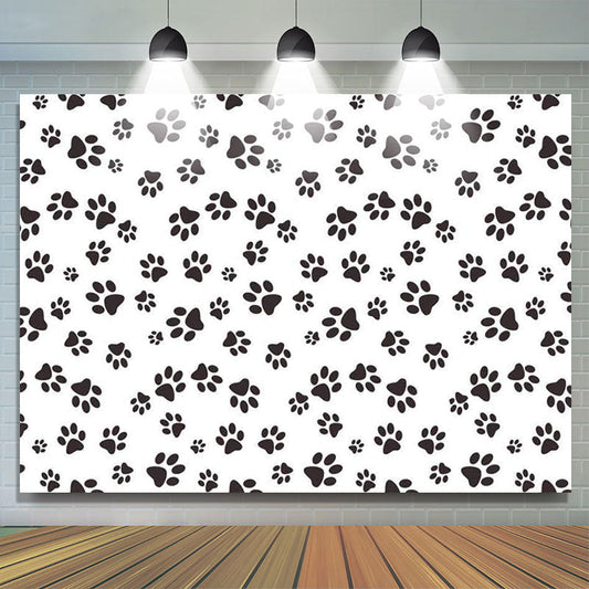 Lofaris Simple Black Dog Paws White Party Backdrop For Boys