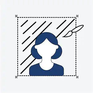 Simple blue and white avatar silhouette with short wavy hair.