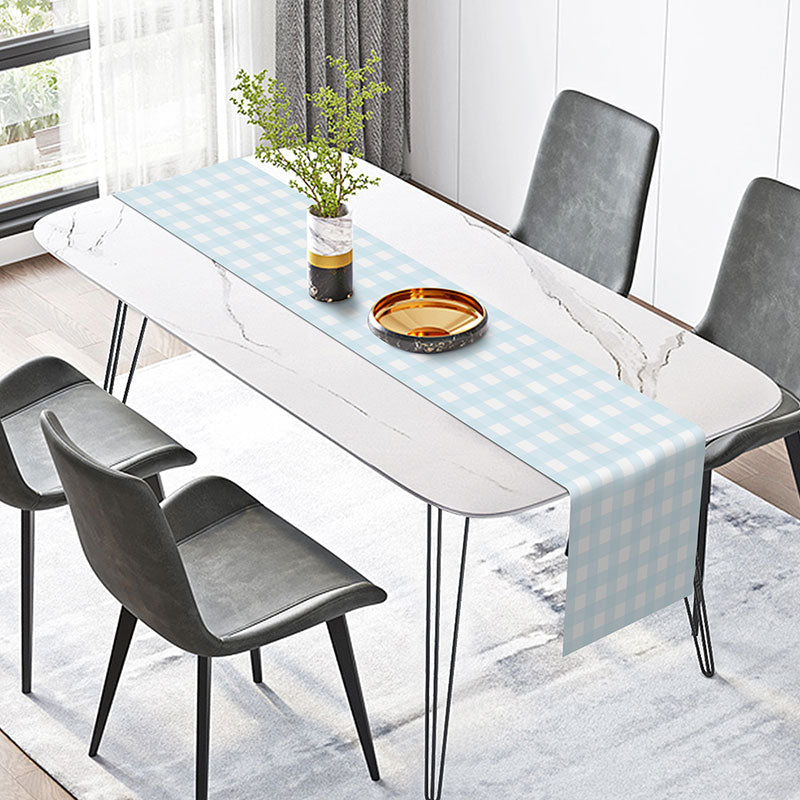 Lofaris Simple Blue White Plaid Table Runner For Dining Room