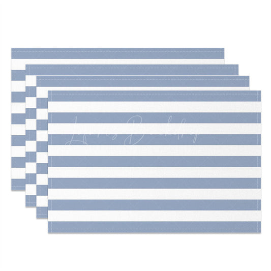 Lofaris Simple Blue White Stripe Dining Set Of 4 Placemats
