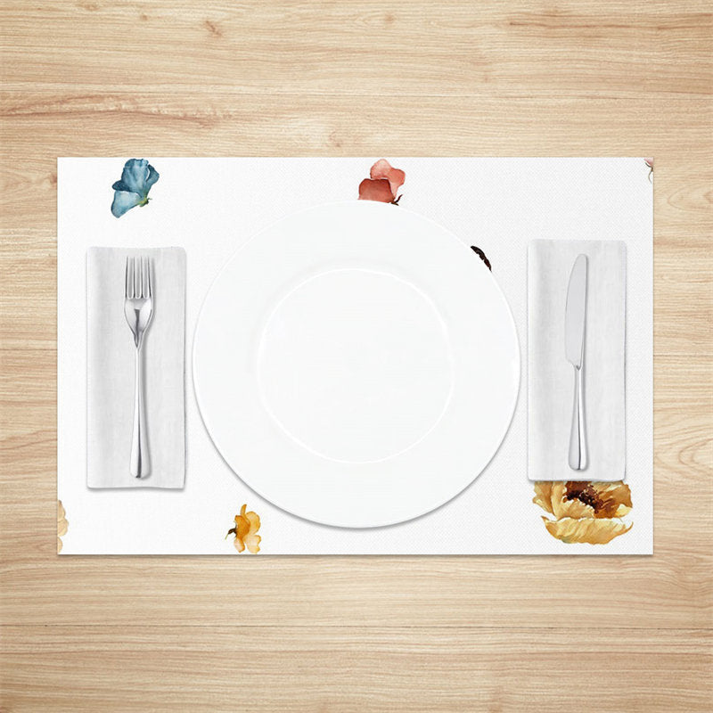Lofaris Simple Butterfly Floral White Set Of 4 Placemats