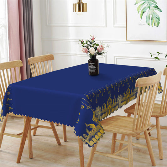 Lofaris Simple Dark Blue Castle Home Kitchen Tablecloth