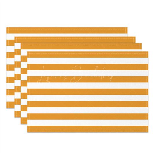 Lofaris Simple Dark Orange White Stripe Set Of 4 Placemats