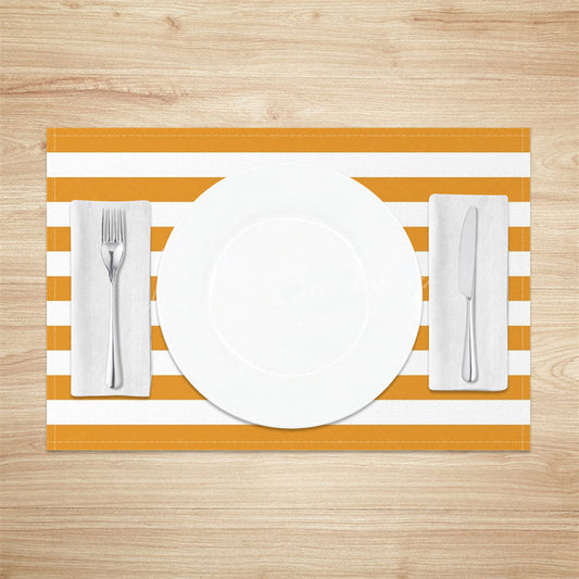 Lofaris Simple Dark Orange White Stripe Set Of 4 Placemats