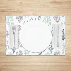 Lofaris Simple Drawing Trees Leaves White Set Of 4 Placemats