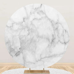 Lofaris Simple Grey White Marble Round Birthday Backdrop