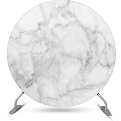 Lofaris Simple Grey White Marble Round Birthday Backdrop