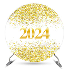 Lofaris Simple Happy 2024 New Year Round Holiday Backdrop