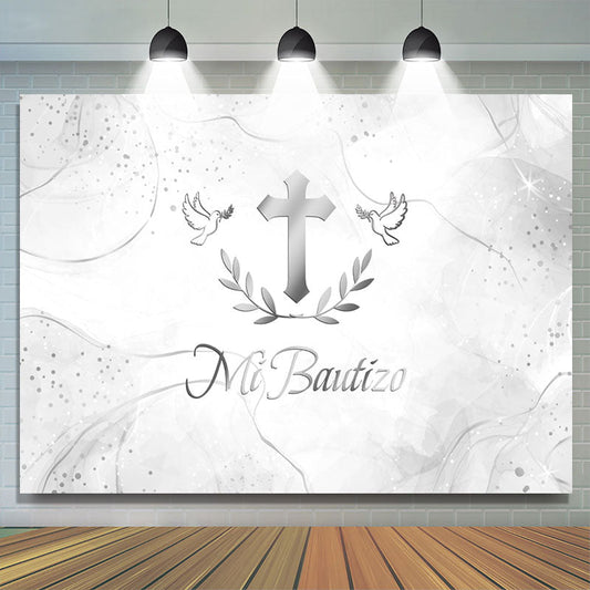 Lofaris Simple Mi Bautizo Gray Smog Texture Baptism Backdrop