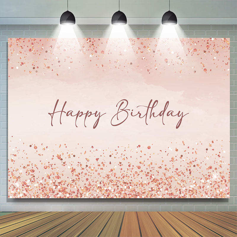 Lofaris Simple Pink Glitter Happy Birthday Backdrop For Girl