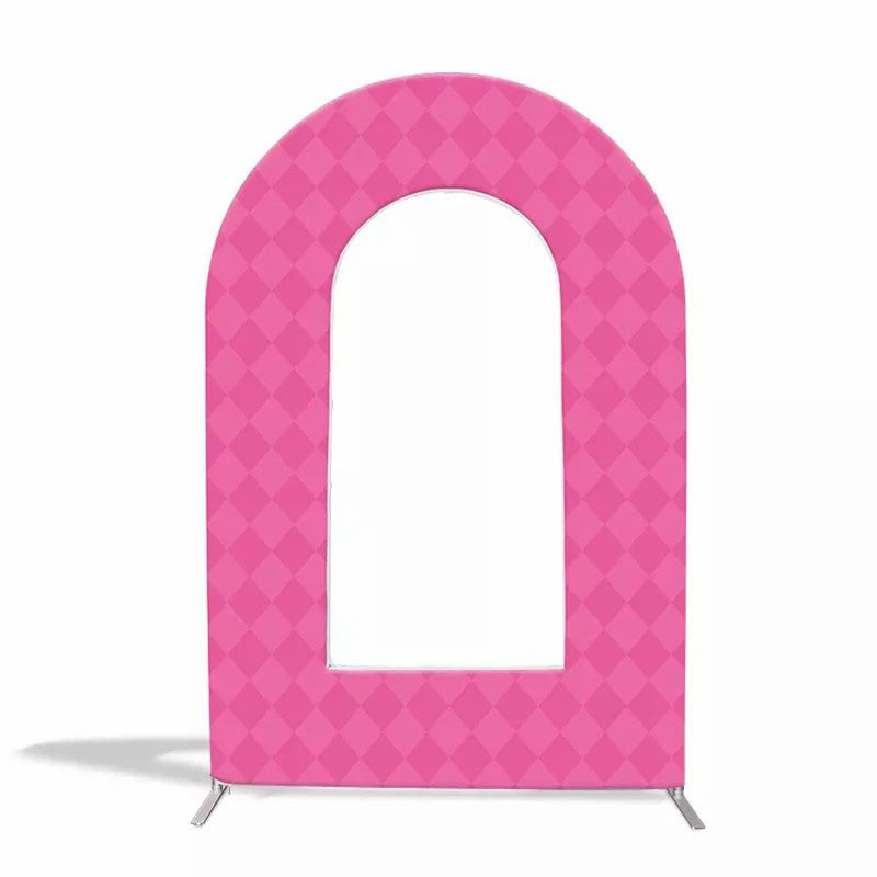 Lofaris Custom Pink Plaid Open Arch Backdrop For Party Deocr