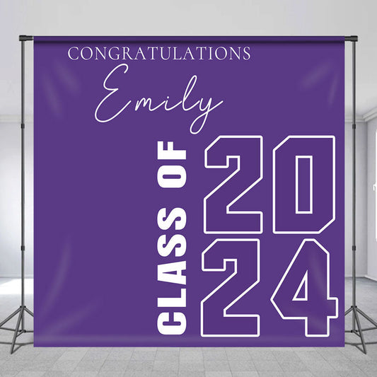 Lofaris Simple Purple Class Of 2024 Custom Grad Backdrop