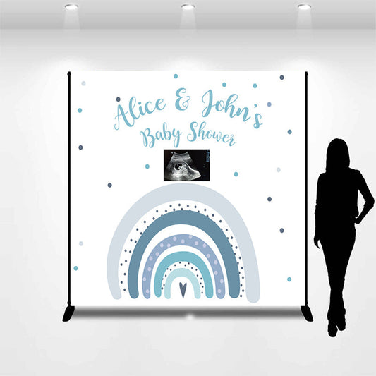 Lofaris Simple Rainbow Custom Name Photo Baby Shower Backdrop