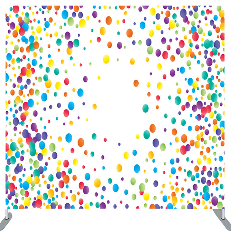 Lofaris Simple Rainbow Dots White Fabric Party Backdrop Cover
