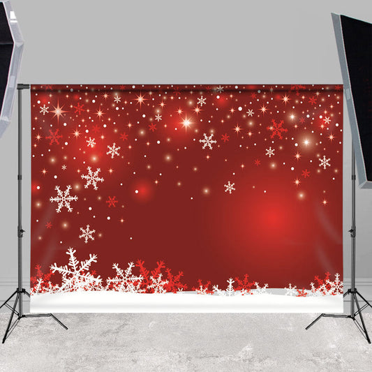 Lofaris Simple Red Snowflake Bokeh Winter Backdrops