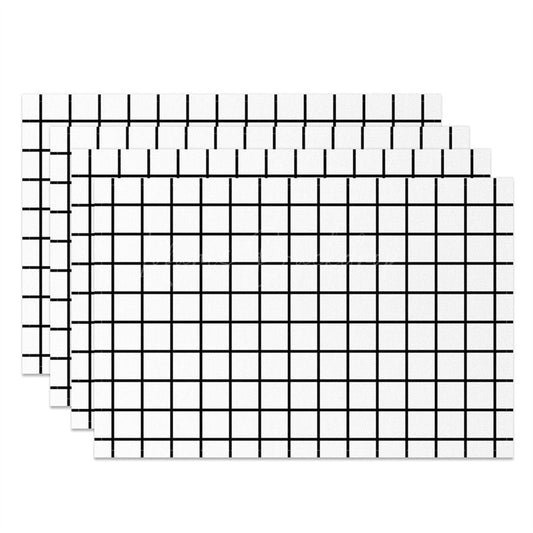 Lofaris Simple White Black Plaid Modern Set Of 4 Placemats