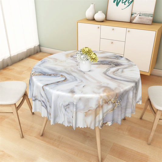 Lofaris Simple White Marble Texture Pattern Round Tablecloth