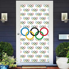 Lofaris Simple White Paris 2024 Olympic Rings Door Cover