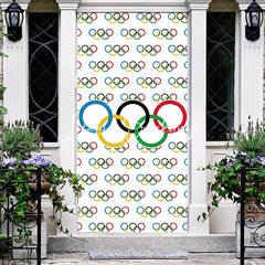 Lofaris Simple White Paris 2024 Olympic Rings Door Cover