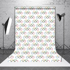 Lofaris Simple White Sport Paris 2024 Olympic Rings Backdrop
