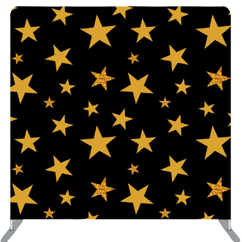 Lofaris Simple Yellow Stars Black Fabric Party Backdrop Cover