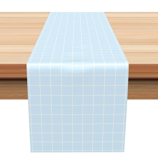 Lofaris Sky Blue Plaid Simple Farbic Dining Table Runner
