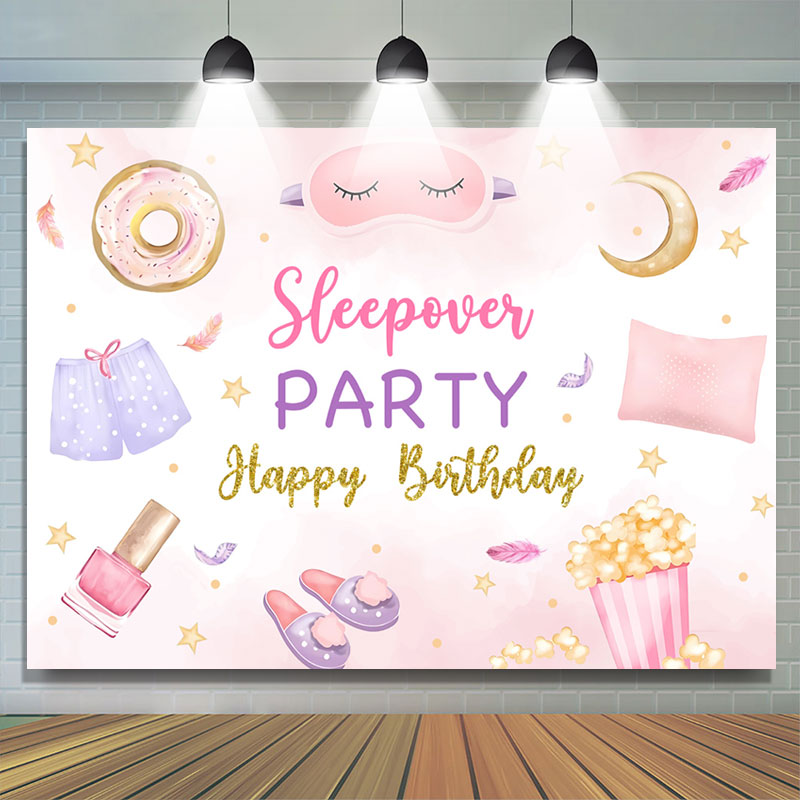 Lofaris Sleepover Party Dessert Girls Birthday Backdrop