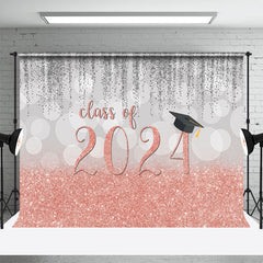 Lofaris Silver And Pink Bokeh Glitter Class Of 2024 Backdrop