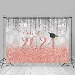 Lofaris Silver And Pink Bokeh Glitter Class Of 2024 Backdrop
