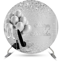 Lofaris Sliver Balloon Sparkling Round Birthday Backdrop