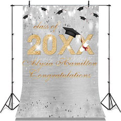 Lofaris Silver Bokeh Glitter Gold Class Of 2022 Grad Backdrop
