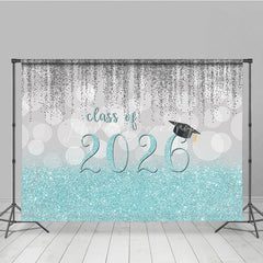 Lofaris Silver Bokeh With Blue Class Of 2026 Glitter Backdrop