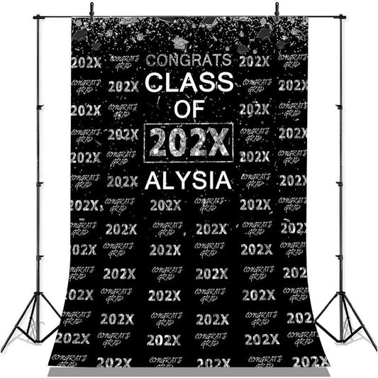 Lofaris Silver Glitter Congrsts Class Of 2022 Black Backdrops