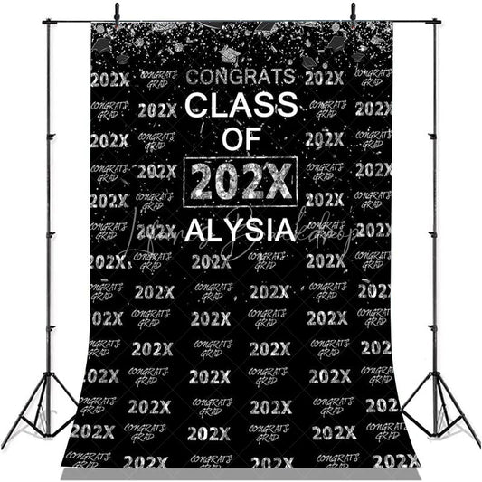 Lofaris Silver Glitter Congrsts Class Of 2022 Black Backdrops