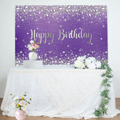 Lofaris Sliver Glitter Diamond Purple Birthday Backdrop