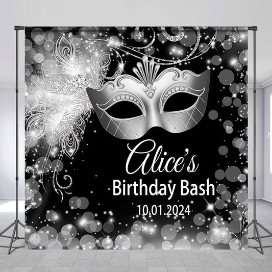 Lofaris Sliver Mask Bokeh Dots Custom Birthday Backdrop