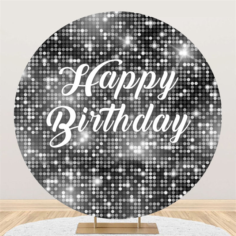 Lofaris Sliver Sequin Bokeh Round Happy Birthday Backdrop