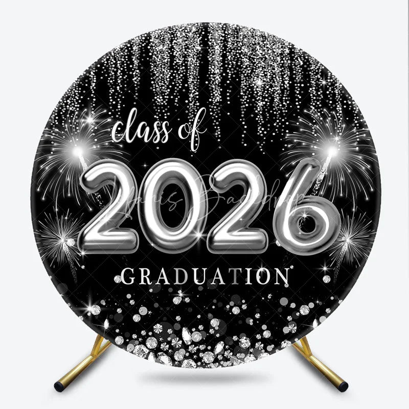 Lofaris Sliver Spark Class Of 2026 Black Round Grad Backdrop