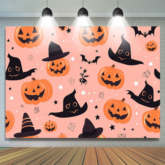Lofaris Smiley Pumpkin Black Hat Halloween Portrait Backdrop