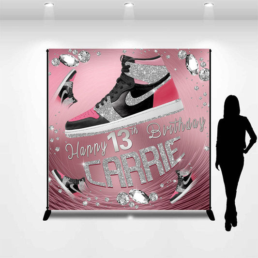 Lofaris Sneaker Ball Diamond Pink Custom 13 Birthday Backdrop