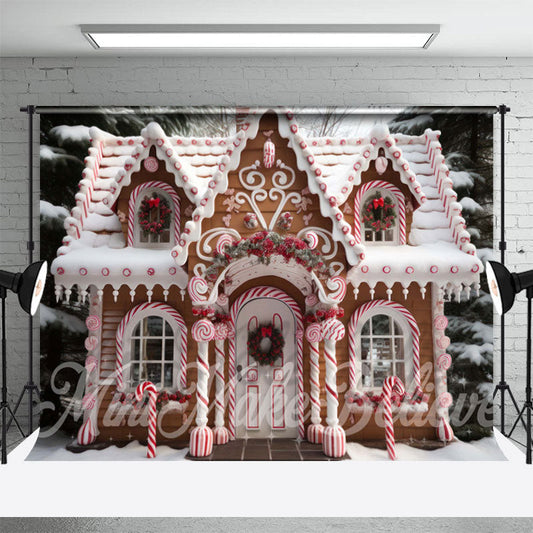 Lofaris Snow Candy House Christmas Backdrop For Photography