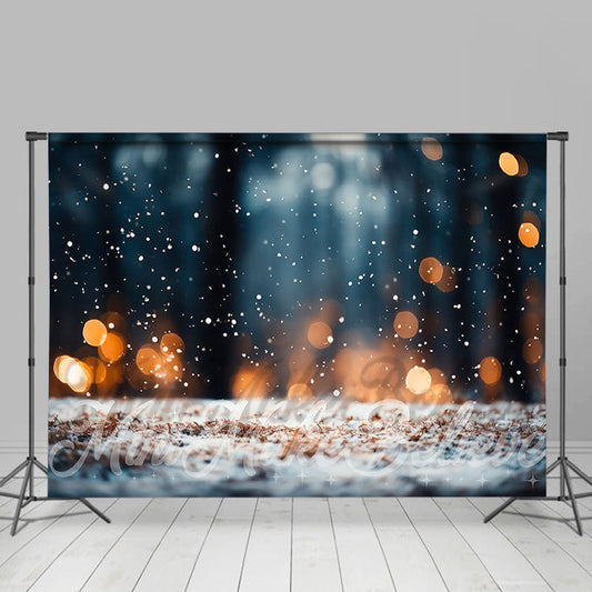 Lofaris Snow Ground Forest Bokeh Light Christmas Backdrop
