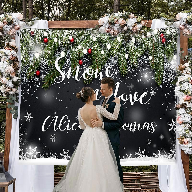 Lofaris Elegant Snow In Love Winter Wedding Backdrop
