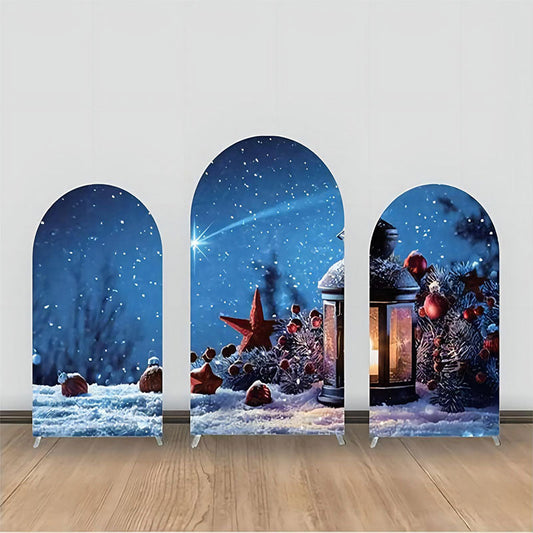 Lofaris Snow Lights Stars Ball Pine Cone Arch Backdrop Kit