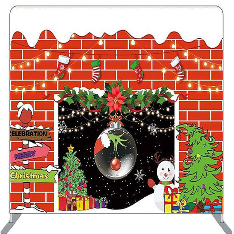 Lofaris Snow Red Brick Wall Socks Merry Christmas Backdrop