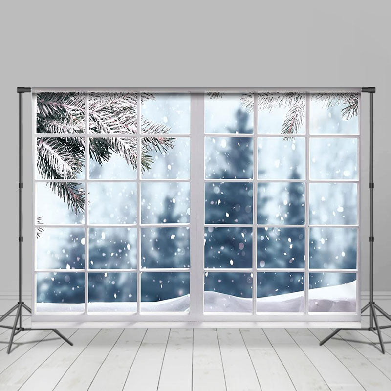 Lofaris Snow Scene Forest Interior Window Winter Backdrop