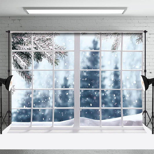 Lofaris Snow Scene Forest Interior Window Winter Backdrop