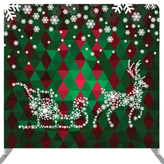 Lofaris Snowflake Deer Sleigh Green Plaid Christmas Backdrop