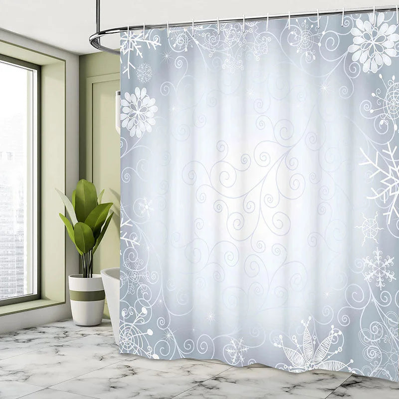 Lofaris Snowflake Pattern Vignetting Winter Shower Curtain
